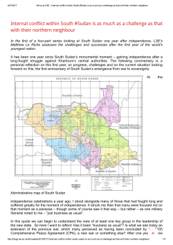 Internal conflict within South #Sudan is as much as a challenge as