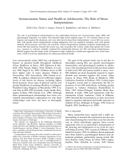 Socioeconomic Status and Health in Adolescents: The Role of