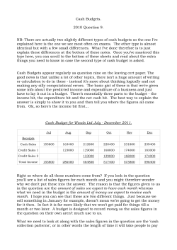 Cash Budgets. - David Wilson