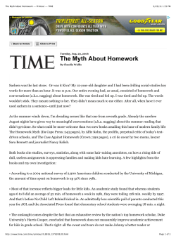 The Myth About Homework -- Printout -- TIME