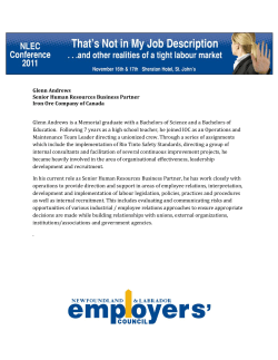 Glenn Andrews Senior Human Resources Business Partner Iron Ore