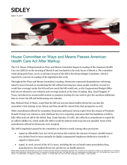 House Committee on Ways and Means Passes