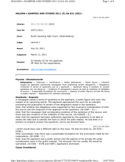 Page 1 of 8 MALEMA v RAMPEDI AND OTHERS 2011 (5) SA 631