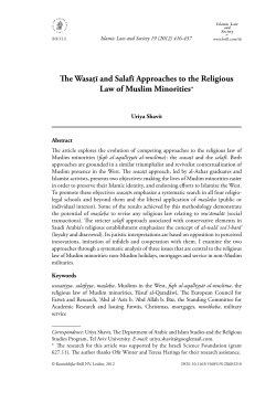 e Wasaṭī and Salafī Approaches to the Religious Law of Muslim