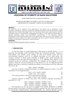 LEACHING OF STIBNITE IN NaOH SOLUTIONS