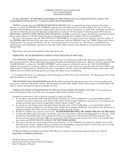notice of sale of properties for delinquent taxes