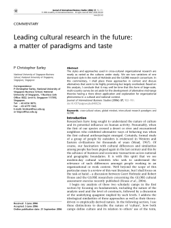 Leading cultural research in the future: a matter of paradigms and taste