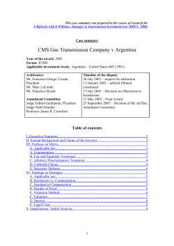 CMS Gas Transmission Company v Argentina