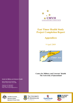 CMVH Defence Deployed East Timor Health Study Report