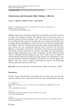 Testosterone and Economic Risk Taking: A Review