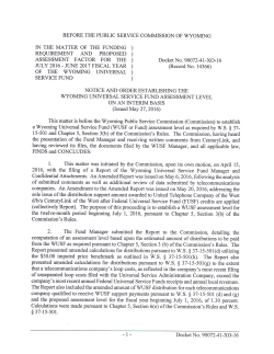 Notice and order establishing the Wyoming Universal Service Fund