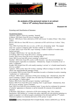 An analysis of the personal names in an extract from a 14th