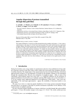 Angular dispersion of protons transmitted through thin gold