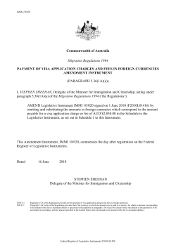 Commonwealth of Australia Migration Regulations 1994 PAYMENT