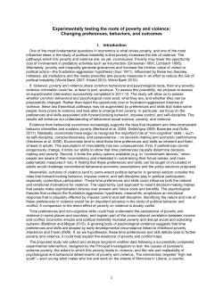 Experimentally testing the roots of poverty and