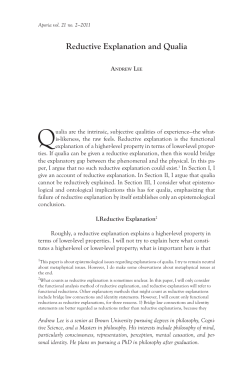 Reductive Explanation and Qualia