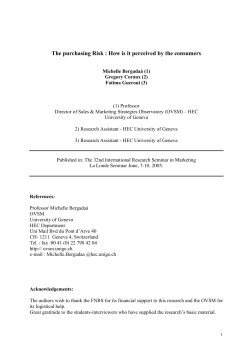 The purchasing Risk : How is it perceived by the consumers