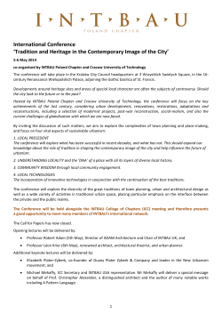 Tradition and Heritage in the Contemporary Image of the City