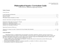 Philosophical Inquiry Standards