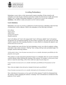 Avoiding Redundancy