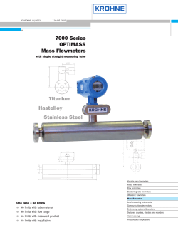 7000 Series OPTIMASS Mass Flowmeters Titanium Hastelloy