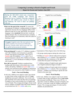 Comparing Learning to Read in English and French