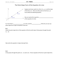 The Point-Slope Form of the Equation of a Line