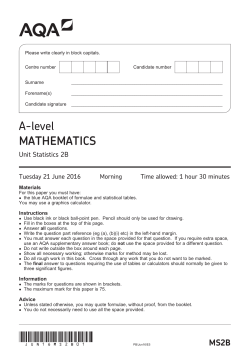 A-level Mathematics Question paper Statistics 2B June 2016