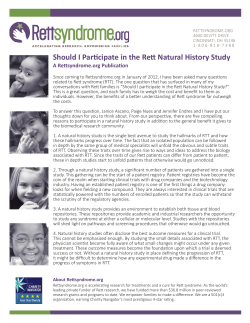 Should I Participate in the Rett Natural History