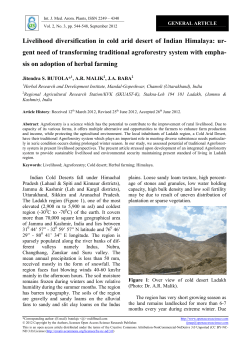 Livelihood diversification in cold arid desert of Indian Himalaya