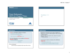 Finite Mathematics MAT 141: Chapter 7 Notes