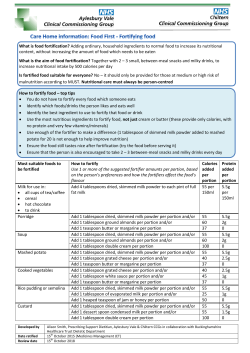 Fortifying food for care homes