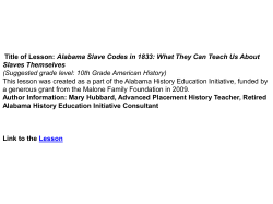 Alabama Slave Codes in 1833: What They Can Teach Us About