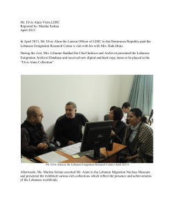Mr. Elvis Alam Visits LERC Reported by: Maritta Sislian April 2013 In