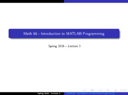 Math 98 - Introduction to MATLAB Programming
