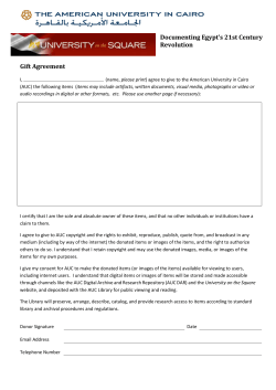 Gift Agreement - The American University in Cairo