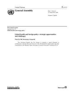 Global Health and Foreign Policy: Strategic Opportunities and