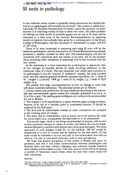 SI units in pathology - Journal of Clinical Pathology