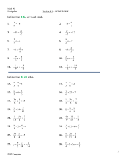 In Exercises 1-12, solve and check. 1. 2. 3. 4. 5. 6. 7. 8. 9. 10. 11. 12