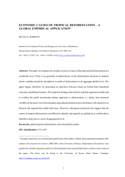 Economic Causes Of Tropical Deforestation