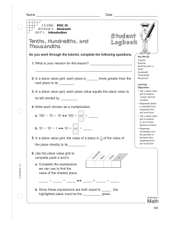 Tenths, Hundredths, and Thousandths