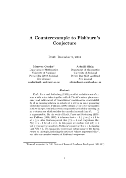 A Counterexample to Fishburn3s Con7ecture Draft: December 9