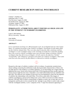 CURRENT RESEARCH IN SOCIAL PSYCHOLOGY