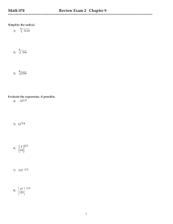 Math 070 Review Exam 2- Chapter 9