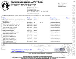 KOSHER Certificate