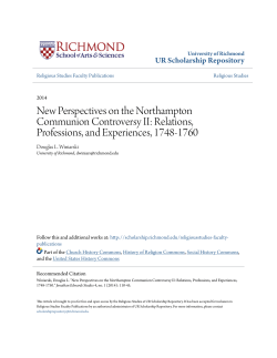 New Perspectives on the Northampton Communion Controversy II
