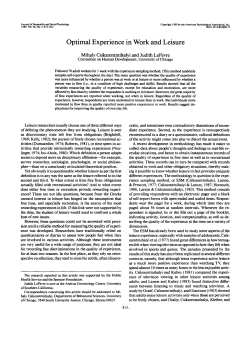 Optimal Experience in Work and Leisure