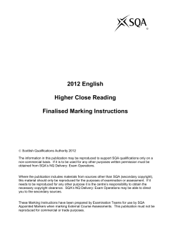 2012 English Higher Close Reading Finalised Marking