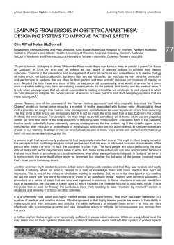 learning from errors in obstetric anaesthesia