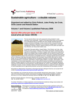 Sustainable agriculture &ndash; a double volume